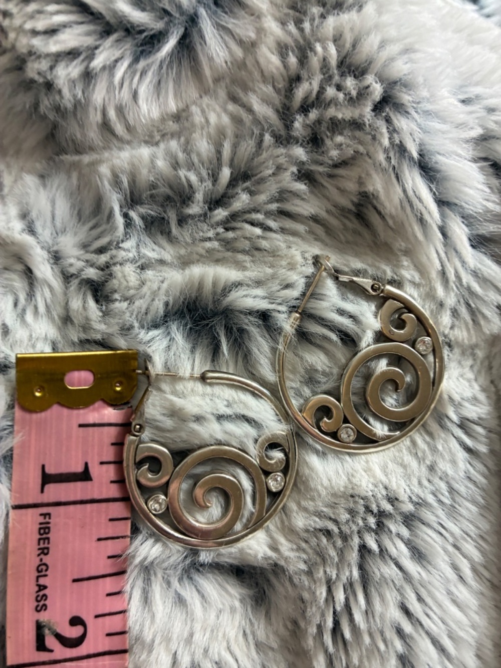 Retired - Brighton French Clip 1.25" Round Swirl Earrings with Rhinestones - Picture 3 of 4